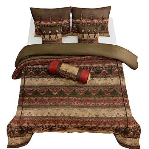 Paseo Road by HiEnd Accents | Sierra 7 Piece Comforter Set, Super Queen, Faux Suede Western Rustic Cabin Lodge Luxury Bedding Set, 1 Comforter, 1 Bedskirt, 2 Pillow Shams, 2 Accent Pillows, 1 Neckroll