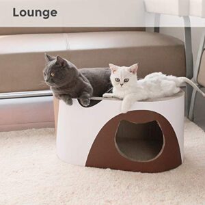 MSBC Big Cat Scratcher Lounge, Corrugated Cardboard Cat Scratcher House with Hole, Large Scratching Lounger Sofa Bed, Cat Scratching Pad for Indoor Cats as Furniture Protector, Cat Training Toy