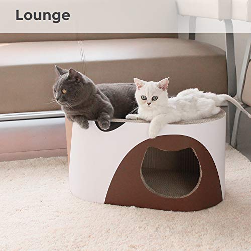 MSBC Big Cat Scratcher Lounge, Corrugated Cardboard Cat Scratcher House with Hole, Large Scratching Lounger Sofa Bed, Cat Scratching Pad for Indoor Cats as Furniture Protector, Cat Training Toy