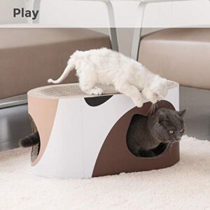 MSBC Big Cat Scratcher Lounge, Corrugated Cardboard Cat Scratcher House with Hole, Large Scratching Lounger Sofa Bed, Cat Scratching Pad for Indoor Cats as Furniture Protector, Cat Training Toy