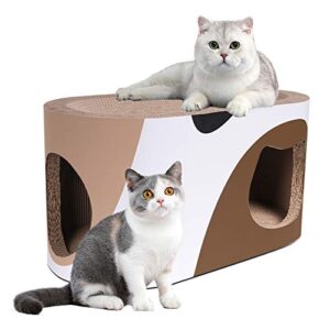 msbc big cat scratcher lounge, corrugated cardboard cat scratcher house with hole, large scratching lounger sofa bed, cat scratching pad for indoor cats as furniture protector, cat training toy