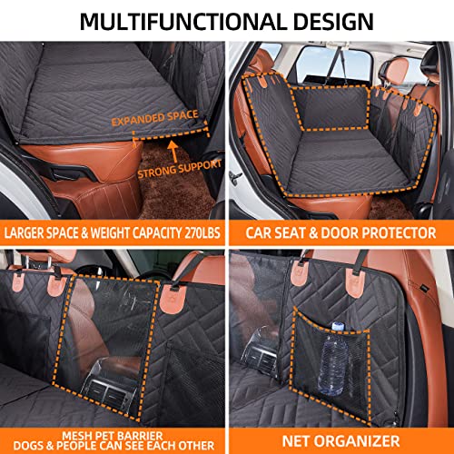 YJGF Back Seat Extender for Dogs,Dog Car Seat Cover for Back Seat Bed Inflatable for Car Camping Air Mattress,Dog Hammock for Car Travel Bed,Non Inflatable Car Bed Mattress for Car SUV Truck (Black)