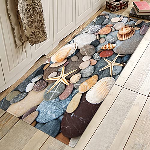 OPLJ Cobblestone Floor mats Bedroom Kitchen Bathroom Non-Slip Carpet Novelty Printed Carpet Home Decoration mat A15 60x180cm