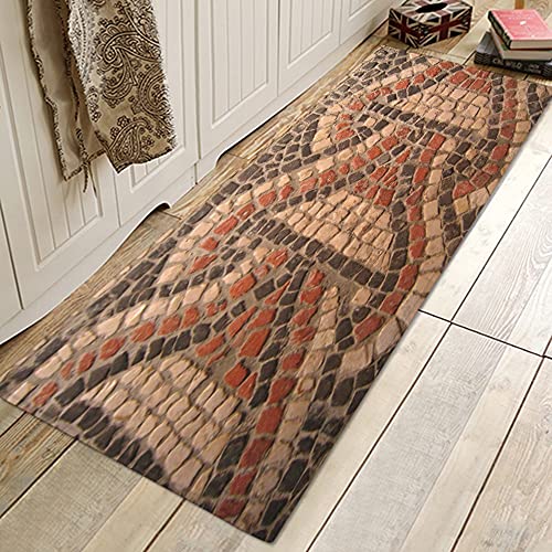 OPLJ Cobblestone Floor mats Bedroom Kitchen Bathroom Non-Slip Carpet Novelty Printed Carpet Home Decoration mat A15 60x180cm