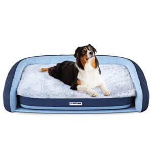 erpima orthopedic dog bed, memory foam bolster couch dog bed for large dogs, cooling gel foam dog bed,removable washable cover pet bed, nonskid dog mat with certipur-us® certified foam