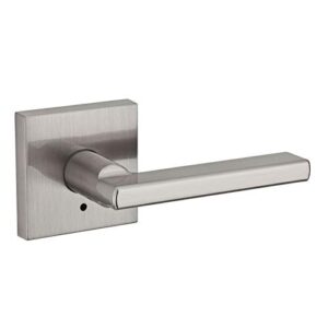 weiser (by kwikset) halifax lever, square rose, privacy function, satin nickel (us15)