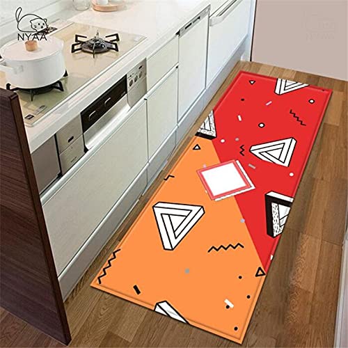 OPLJ Kitchen mat Bedroom Door Door mat 3D Geometric Pattern Home Floor Decoration Living Room Bathroom Non-Slip Carpet A7 60x180cm