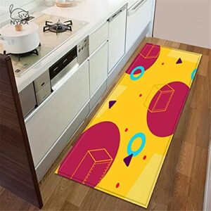 OPLJ Kitchen mat Bedroom Door Door mat 3D Geometric Pattern Home Floor Decoration Living Room Bathroom Non-Slip Carpet A7 60x180cm