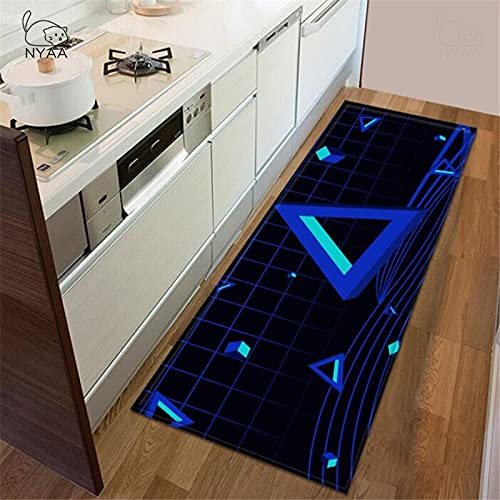 OPLJ Kitchen mat Bedroom Door Door mat 3D Geometric Pattern Home Floor Decoration Living Room Bathroom Non-Slip Carpet A7 60x180cm