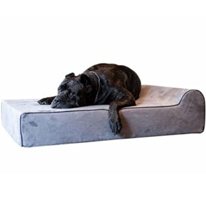 bully beds orthopedic dog bed – memory foam dog bed for arthritic & elderly dogs – machine washable dog bed with waterproof liner – large, 48 x 30 x 7 inches –  gray