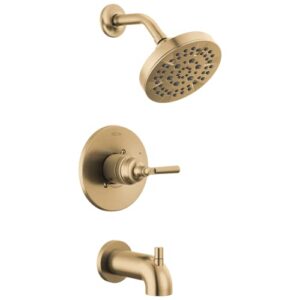 delta faucet saylor 14 series gold tub and shower faucet combo, bathtub and shower trim system, shower trim kit, bathtub faucet set, shower tub faucet, champagne bronze t14435-cz (valve not included)