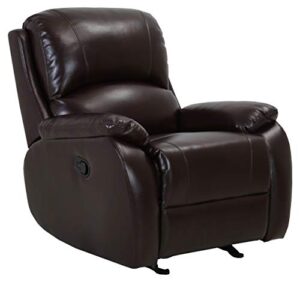 amazon brand – ravenna home oakesdale contemporary glider recliner, 35.4″w, faux leather, dark brown