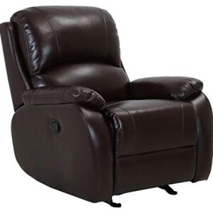 Amazon Brand – Ravenna Home Oakesdale Contemporary Glider Recliner, 35.4"W, Faux Leather, Dark Brown