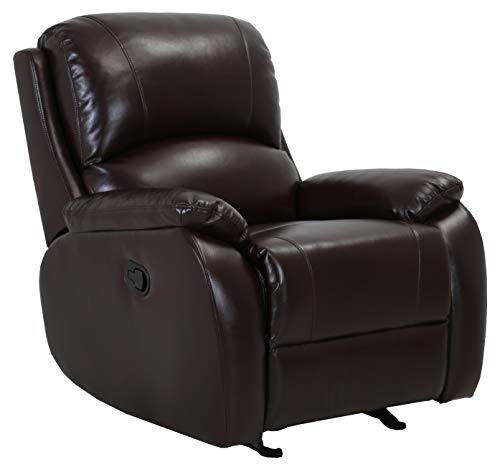 Amazon Brand – Ravenna Home Oakesdale Contemporary Glider Recliner, 35.4"W, Faux Leather, Dark Brown