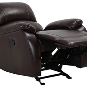 Amazon Brand – Ravenna Home Oakesdale Contemporary Glider Recliner, 35.4"W, Faux Leather, Dark Brown