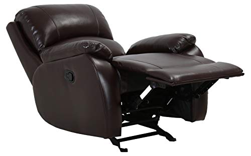 Amazon Brand – Ravenna Home Oakesdale Contemporary Glider Recliner, 35.4"W, Faux Leather, Dark Brown