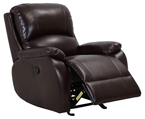 Amazon Brand – Ravenna Home Oakesdale Contemporary Glider Recliner, 35.4"W, Faux Leather, Dark Brown