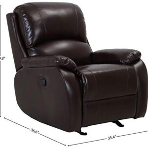 Amazon Brand – Ravenna Home Oakesdale Contemporary Glider Recliner, 35.4"W, Faux Leather, Dark Brown