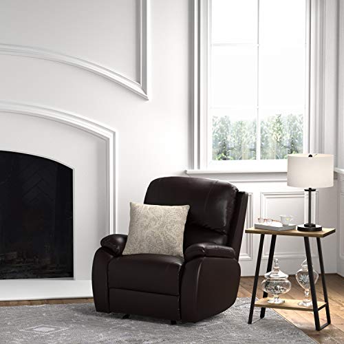 Amazon Brand – Ravenna Home Oakesdale Contemporary Glider Recliner, 35.4"W, Faux Leather, Dark Brown