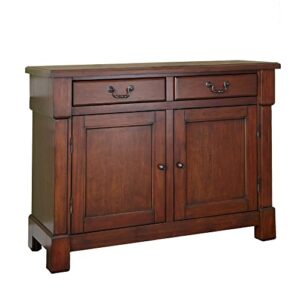 homestyles aspen buffet with storage and felt lined drawers, 48 inches wide by 36 inches high, rustic cherry