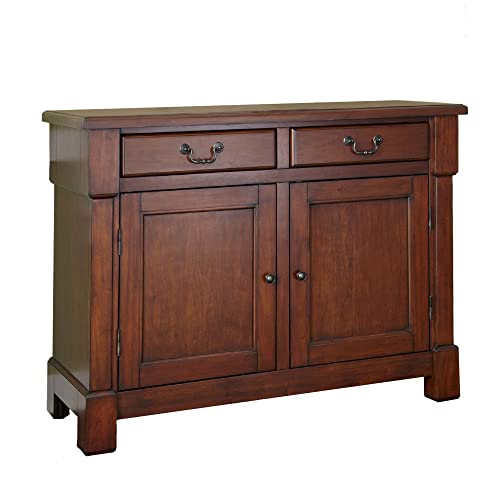 Homestyles Aspen Buffet with Storage and Felt Lined Drawers, 48 Inches Wide by 36 Inches High, Rustic Cherry