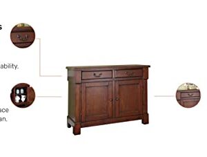 Homestyles Aspen Buffet with Storage and Felt Lined Drawers, 48 Inches Wide by 36 Inches High, Rustic Cherry