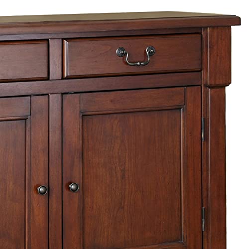 Homestyles Aspen Buffet with Storage and Felt Lined Drawers, 48 Inches Wide by 36 Inches High, Rustic Cherry