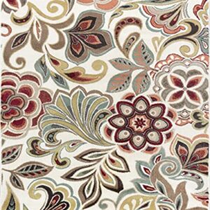 Dilek Transitional Floral Ivory Rectangle Area Rug, 8' x 10'