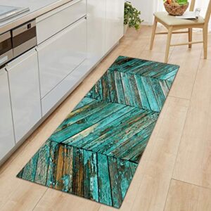 OPLJ Modern Kitchen Mat Entrance Doormat 3D Wood Pattern Home Floor Mats Living Room Bedroom Carpet Bathroom Non-Slip Rugs A11 60x180cm