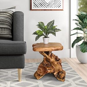 warmaxx natural irregular shape tree stump end table plant stand, 14″x13″x18″h solid cedar wood outdoor rustic sit foot stools live edge coffee side table for living room bedroom bath outdoor garden