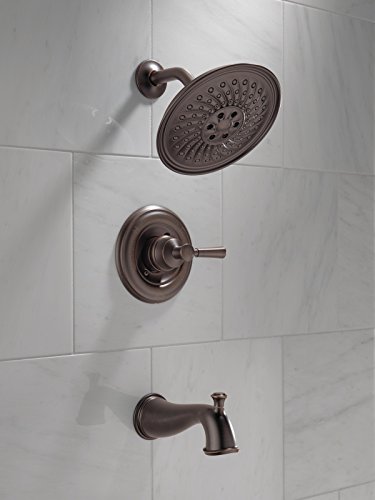 Delta Faucet Mylan Single-Function Tub and Shower Trim Kit with 3-Spray H2Okinetic Shower Head, Venetian Bronze 144777-RB (Valve Included)