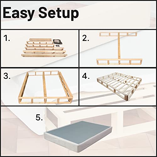 Mayton 8-Inch Queen Box Spring/Foundation-Easy Simple Assembly, Durable Strong Wood Structure for Pressure Relief, Mattress Support System, Compact Size for Tight Spaces, White