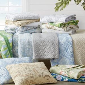 Tommy Bahama Quilt Set Reversible Cotton Bedding with Matchin Shams, All Season Home Decor, King, Cape Verde Smoke Grey/Blue