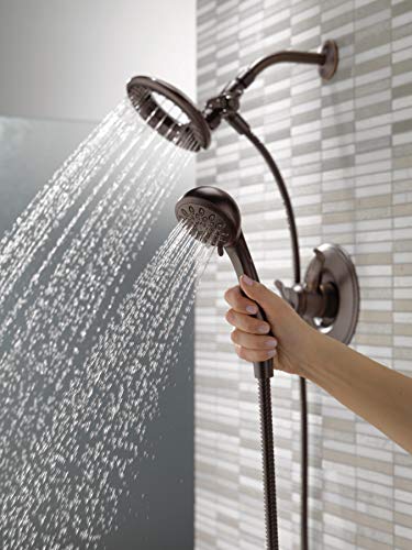 Delta Faucet Linden 17 Series Dual-Function Shower Faucet, Shower Trim Kit with 4-Spray In2ition 2-in-1 Dual Hand Held Shower Head with Hose, Venetian Bronze T17294-RB-I (Valve Not Included)