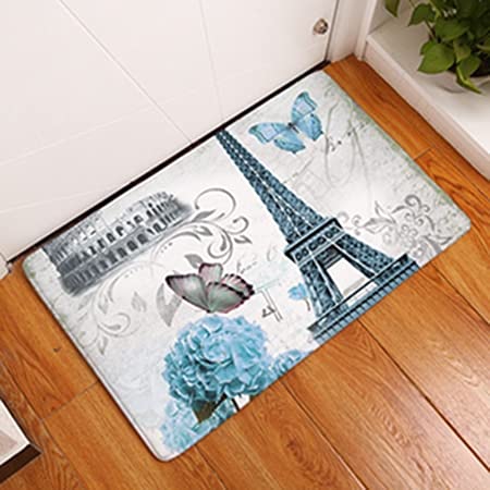 OPLJ European Architectural Printing mats Doormat Retro Flowers Print Carpets Floor Kitchen Bathroom Rugs Home Decor A1 40x60cm
