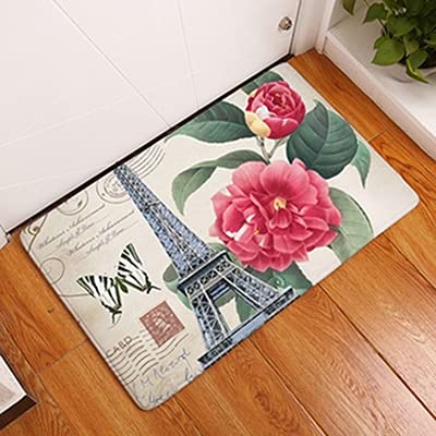 OPLJ European Architectural Printing mats Doormat Retro Flowers Print Carpets Floor Kitchen Bathroom Rugs Home Decor A1 40x60cm