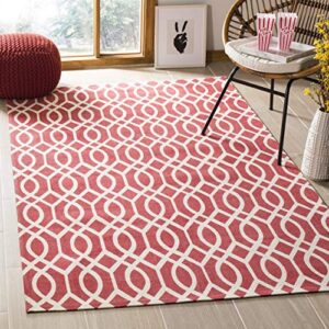 safavieh cedar brook collection 5′ x 8′ coral / ivory cdr141g handmade geometric cotton area rug