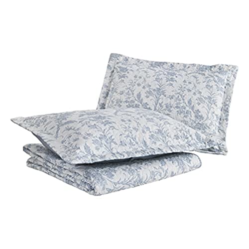 Laura Ashley Home - King Size Quilt Set, Cotton Reversible Bedding, Lightweight Home Decor for All Seasons (Amberley Blue, King)