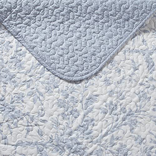 Laura Ashley Home - King Size Quilt Set, Cotton Reversible Bedding, Lightweight Home Decor for All Seasons (Amberley Blue, King)