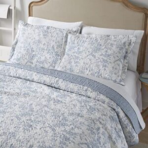 Laura Ashley Home - King Size Quilt Set, Cotton Reversible Bedding, Lightweight Home Decor for All Seasons (Amberley Blue, King)