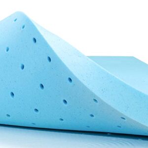 subrtex 4 inch memory foam mattress topper ventilated gel infused bed foam topper, certipur-us certified, full, blue