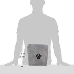 Bone Dry Pet Grooming Towel Collection Absorbent Microfiber X-Large, 41x23.5", Embroidered Gray