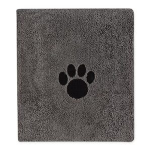 Bone Dry Pet Grooming Towel Collection Absorbent Microfiber X-Large, 41x23.5", Embroidered Gray