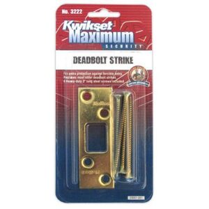 kwikset maximum security deadbolt strike, polished brass #3222-01 3 cp