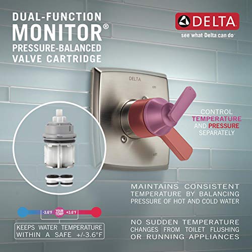 Delta Faucet Lahara 17 Series Dual-Function Shower Handle Valve Trim Kit, Stainless T17038-SS (Valve Not Included)