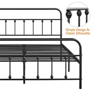 Yaheetech Classic Metal Platform Bed Frame Mattress Foundation with Victorian Style Iron-Art Headboard/Footboard/Under Bed Storage/No Box Spring Needed/Queen Size Black