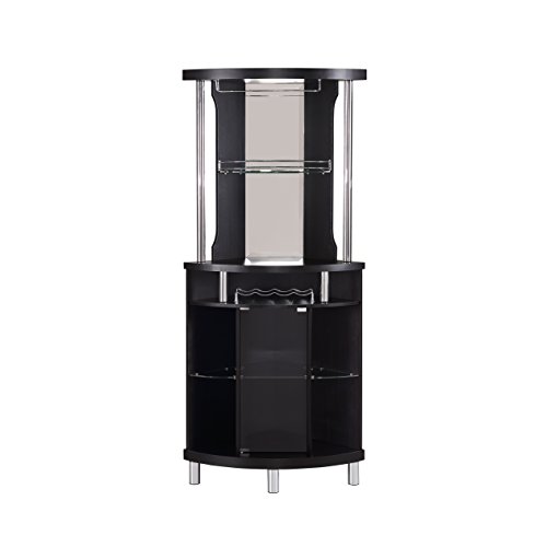 Corner Arms Bar with Wine Storage (Black)