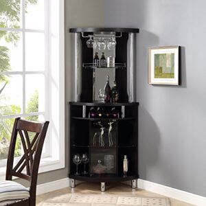 Corner Arms Bar with Wine Storage (Black)