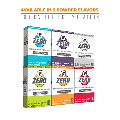 Gatorade G Zero Powder, Glacier Cherry Variety Pack, 0.10oz Individual Packets - 10 Count (Pack of 5)