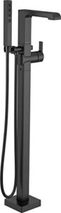 delta faucet t4767-blfl tub filler with handshower floor-mount, matte black